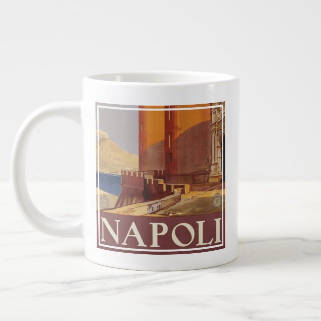 Travel Poster Of Vesuvius And The Bay Of Naples Giant Coffee Mug (Left)