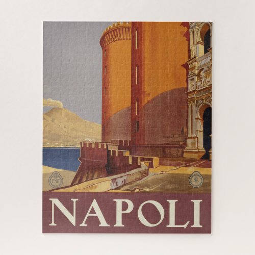 Travel Poster Of Vesuvius And The Bay Of Naples Jigsaw Puzzle