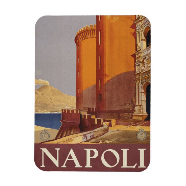 Travel Poster Of Vesuvius And The Bay Of Naples Magnet (Vertical)