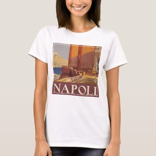 Travel Poster Of Vesuvius And The Bay Of Naples T_Shirt