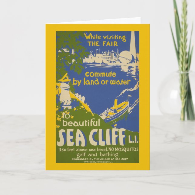 Travel Poster Promoting Sea Cliff, Long Island 2 Card (Front)