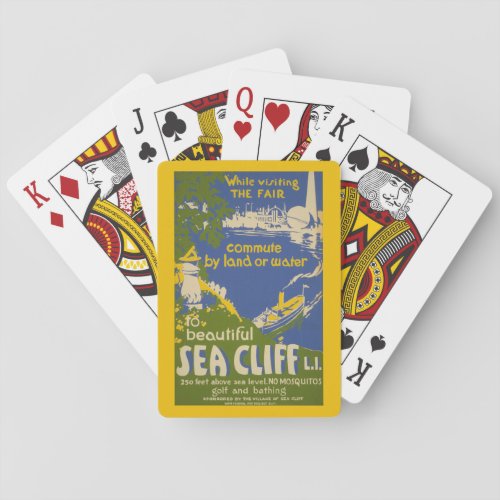 Travel Poster Promoting Sea Cliff Long Island 2 Playing Cards