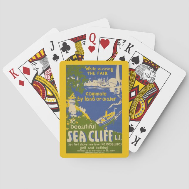 Travel Poster Promoting Sea Cliff, Long Island 2 Poker Cards (Back)