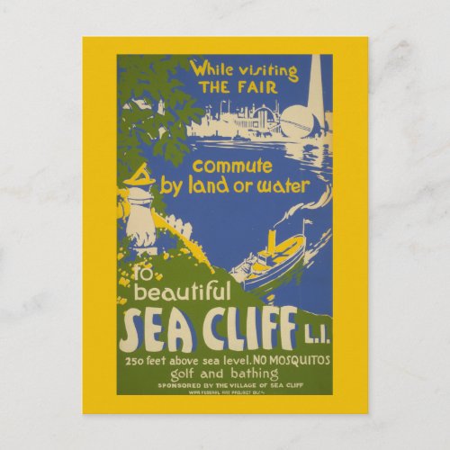 Travel Poster Promoting Sea Cliff Long Island 2 Postcard