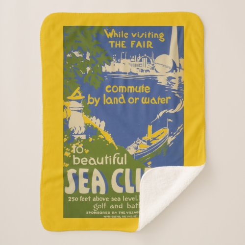 Travel Poster Promoting Sea Cliff Long Island 2 Sherpa Blanket
