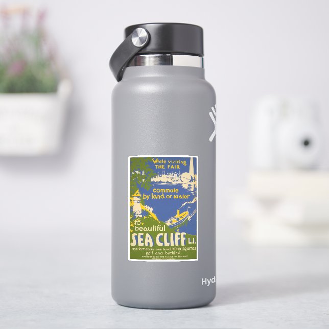 Travel Poster Promoting Sea Cliff, Long Island 2 Sticker (HydroFlask)