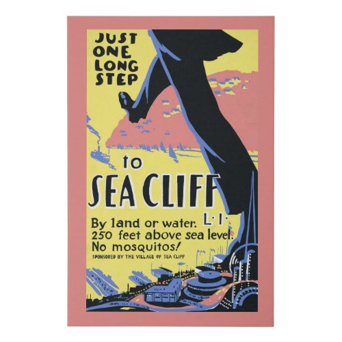 Travel Poster Promoting Sea Cliff Long Island Faux Canvas Print