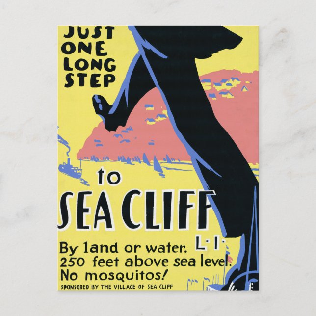 Travel Poster Promoting Sea Cliff, Long Island Postcard (Front)