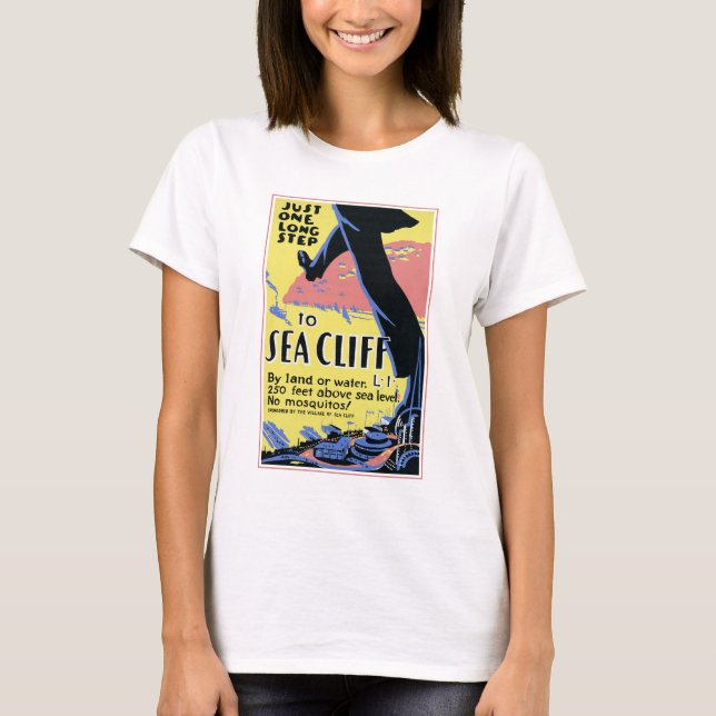 Travel Poster Promoting Sea Cliff, Long Island T-Shirt (Front)