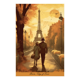 Travel Poster, Romance in Paris customizable Photo Print