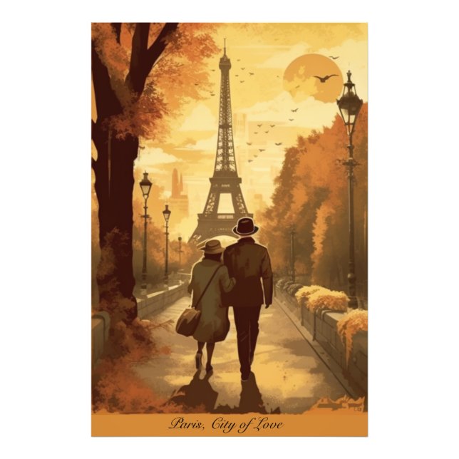 Travel Poster, Romance in Paris customizable Photo Print (Front)