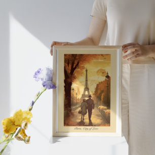 Travel Poster, Romance in Paris customizable Poster