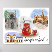 Travel Poster: Sangria in Seville Spain Poster