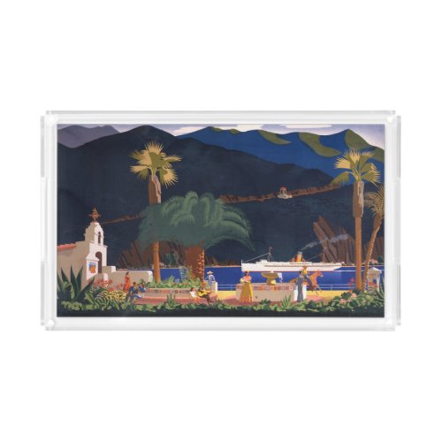 Travel Poster _ Santa Catalina Island California Acrylic Tray