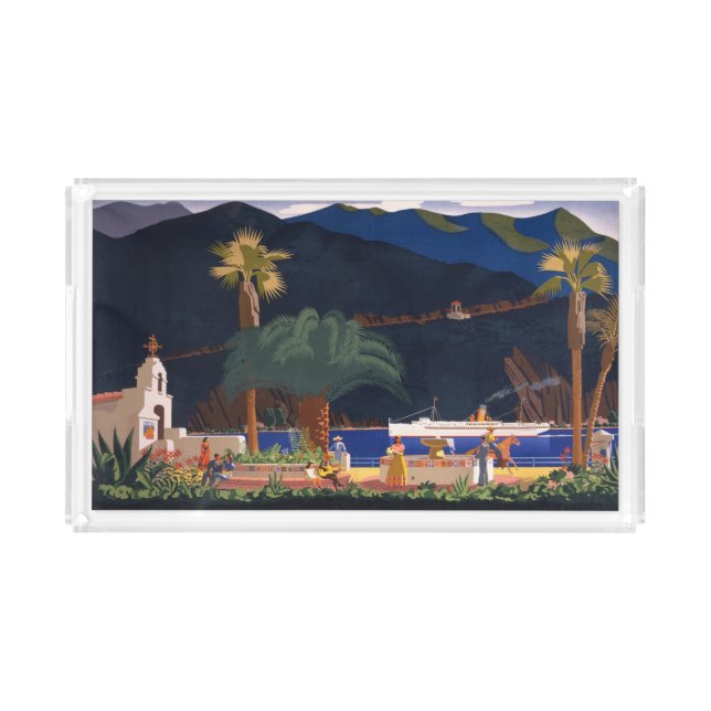Travel Poster - Santa Catalina Island, California Acrylic Tray (Front)
