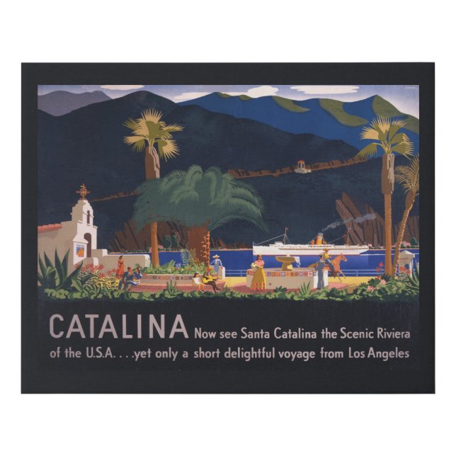 Travel Poster - Santa Catalina Island, California Faux Canvas Print (Front)
