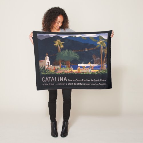 Travel Poster _ Santa Catalina Island California Fleece Blanket