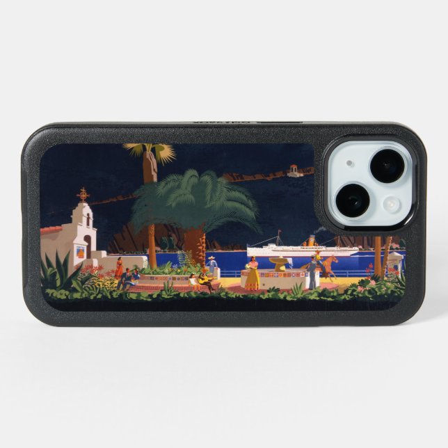 Travel Poster - Santa Catalina Island, California iPhone 15 Case (Back Horizontal)