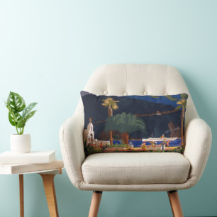 Travel Poster - Santa Catalina Island, California Lumbar Pillow