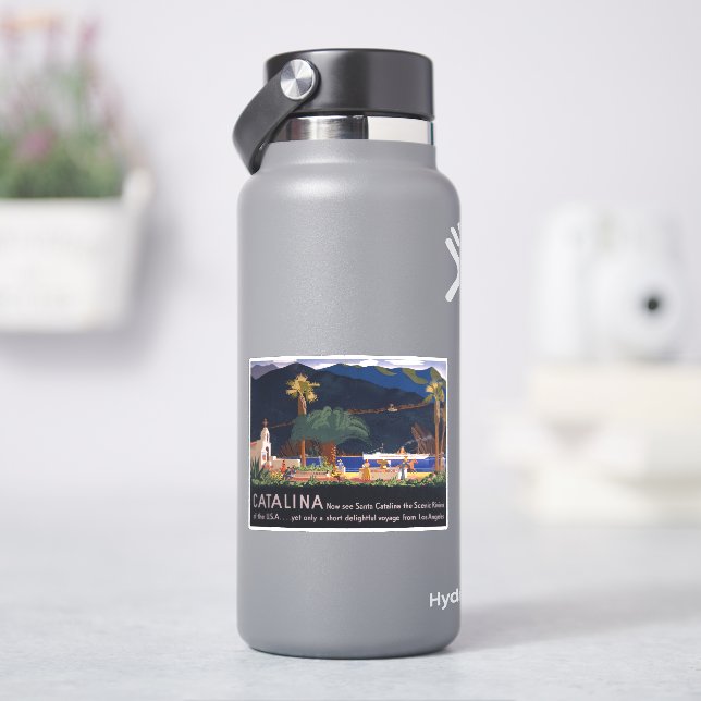 Travel Poster - Santa Catalina Island, California Sticker (HydroFlask)
