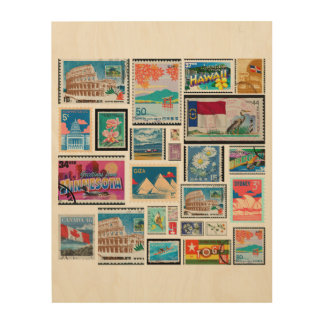 TRAVEL POSTER STAMP WOOD ART