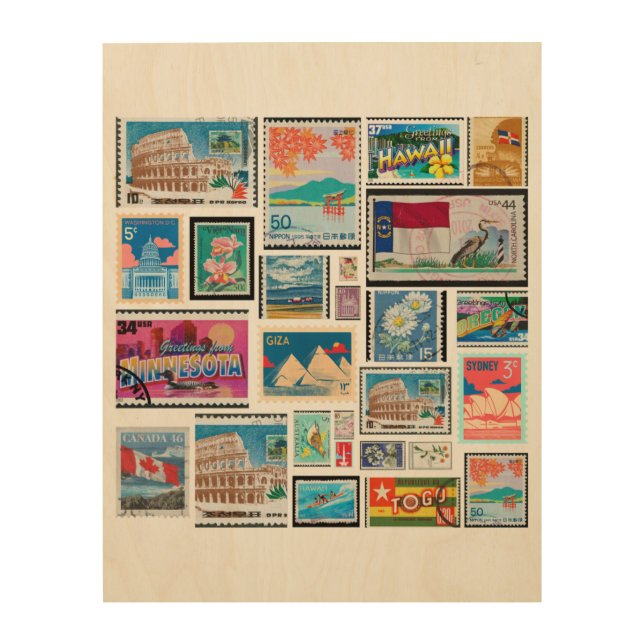 TRAVEL POSTER STAMP WOOD ART  (Front)