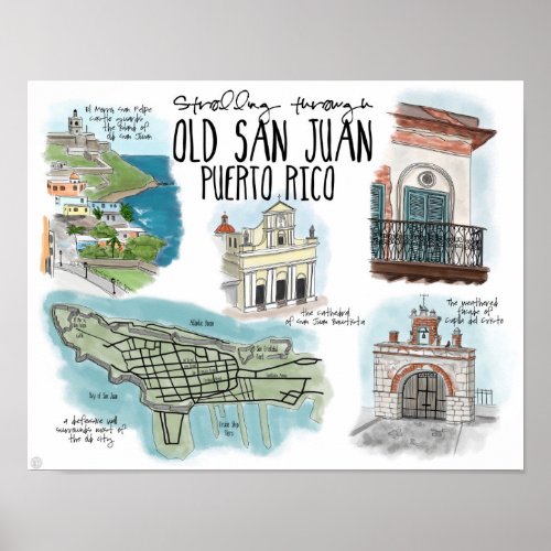 Travel Poster Strolling Old San Juan Puerto Rico Poster