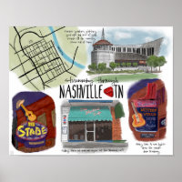 Travel Poster: Strumming through Nashville, TN Poster