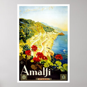 Travel Poster Vintage Amalfi Italy Europe