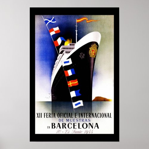 Travel Poster Vintage Barcelona Spain