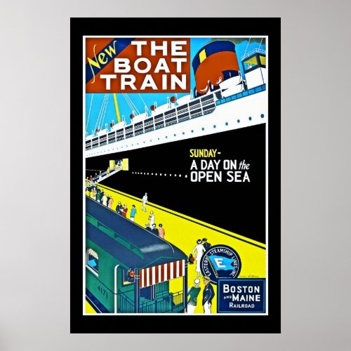 Travel Poster Vintage Boston Maine Railroad