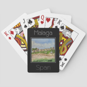 Travel poster water color of Malaga Spain Poker Cards