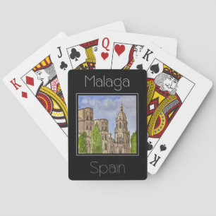 Travel poster water color of Malaga Spain Poker Cards