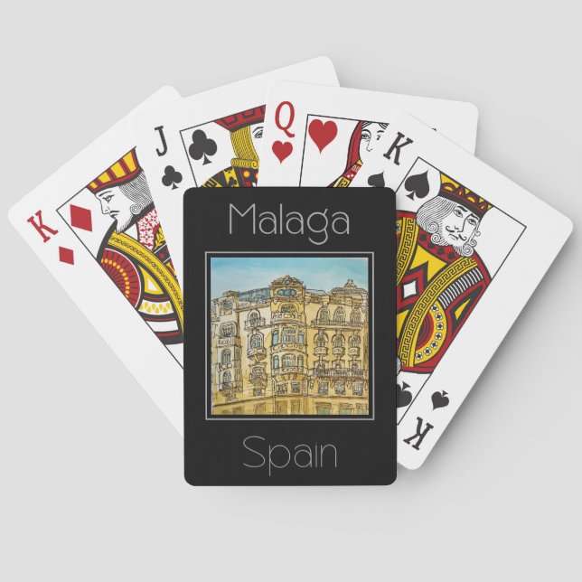Travel poster water color of Malaga Spain Poker Cards (Back)