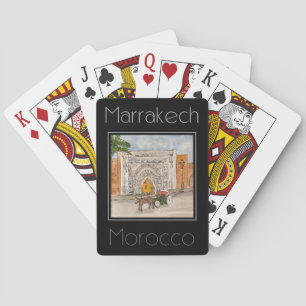Travel poster water color of Marrakech Morocco Poker Cards
