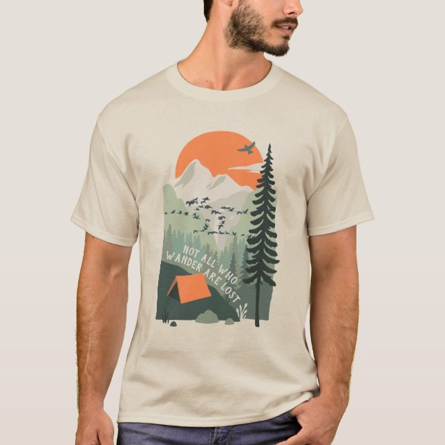 Travel Quote Camping Landscape Retro Art T-Shirt (Front)