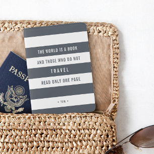 Travel Quote   Modern Navy Stripe Passport Holder