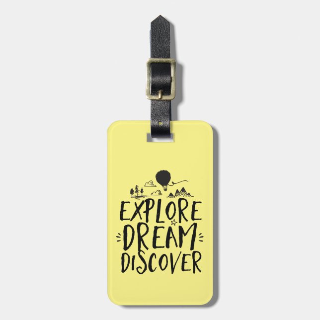 Travel Quotes Explore Dream Discover Luggage Tag (Front Vertical)
