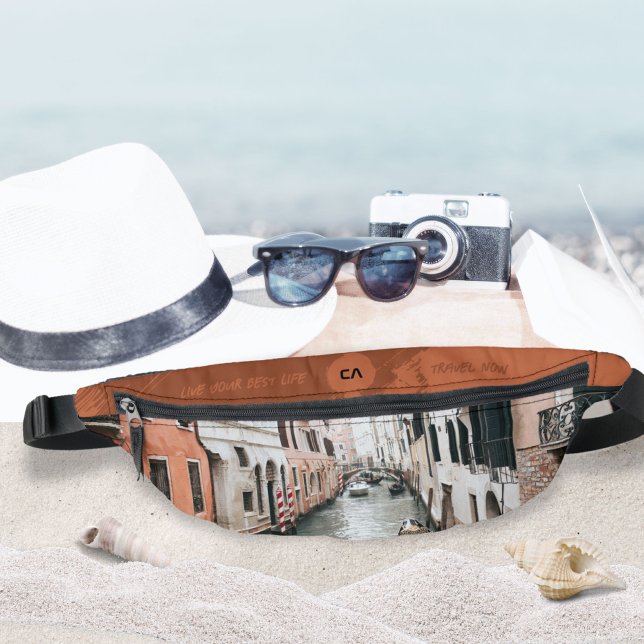 Travel Quotes Monogram Your Photo Boho Rust Fanny Pack (Travel Quotes Monogram Your Photo Boho Rust Fanny Pack ©Susanne Sachers - Sunny Wanderlust 🌞✈️)