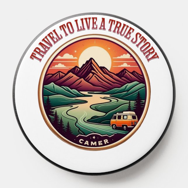 Travel Real Story Tee — No Fake Journeys Badge PopSocket (Popsocket)