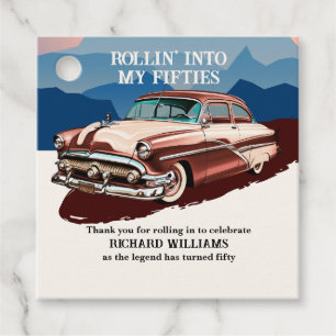Travel Retro Classic Car Theme 50th Birthday Favor Tags