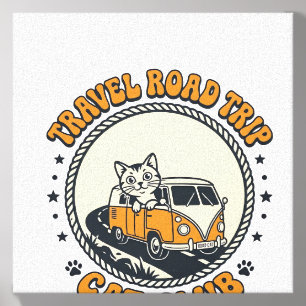 Travel Road Trip Cat Pet Lover Shirt Art - Travel Canvas Photo Tile