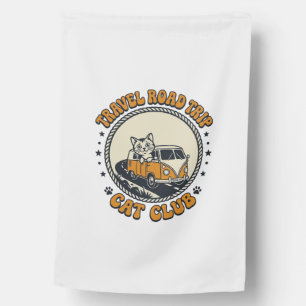 Travel Road Trip Cat Pet Lover Shirt Art - Travel House Flag