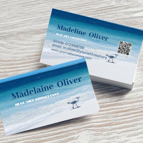  Travel Sea Ocean Beach Blue Modern Business Card