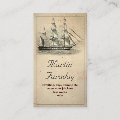 travel ship boat beautiful old business card