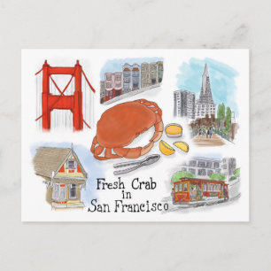 Travel Sketch Postcard: Crab in San Francisco Postcard