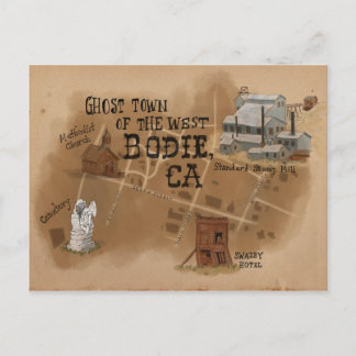 Travel Sketch Postcard: Ghost Town of Bodie CA Postcard