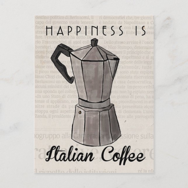 Travel Sketch Postcard: Italian Coffee Press Postcard (Front)