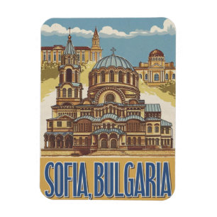 Travel Sofia, bulgaria vintage gifts and souvenirs Magnet