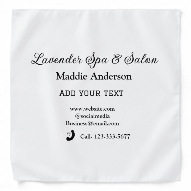 travel spa salon guest information vacation beach  bandana (Front)